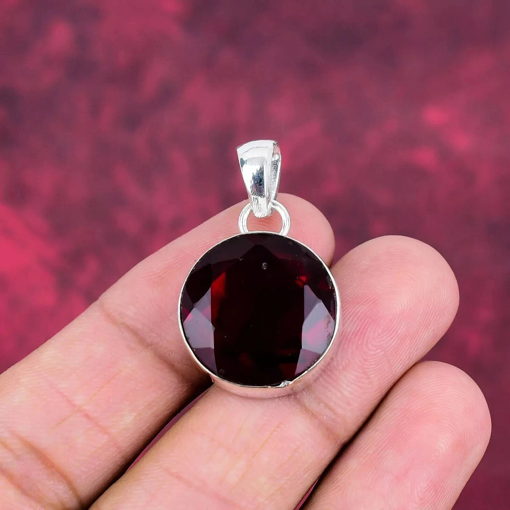 35 Ct Beautiful Red Garnet Gemstone Handmade Sterling Silver Pendant Jewelry