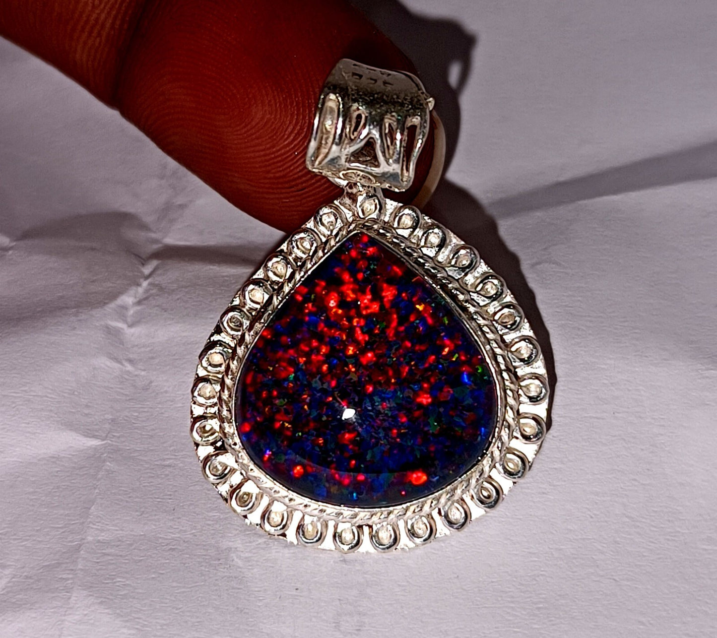 Sterling Silver Triplet Oval Opal Gemstone Handmade Pendant Jewelry 30.05 Ct