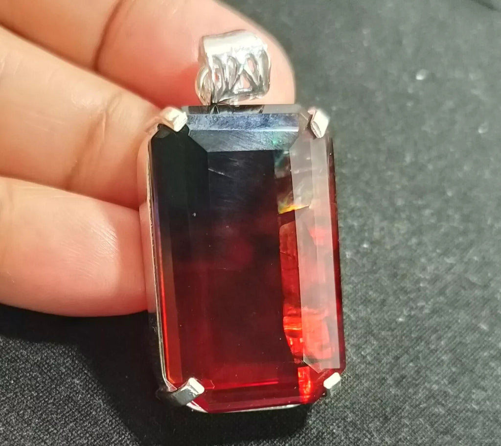 Certified 65.90 Ct Natural Ammolite 925 Solid Silver Pendant Loose Gemstone