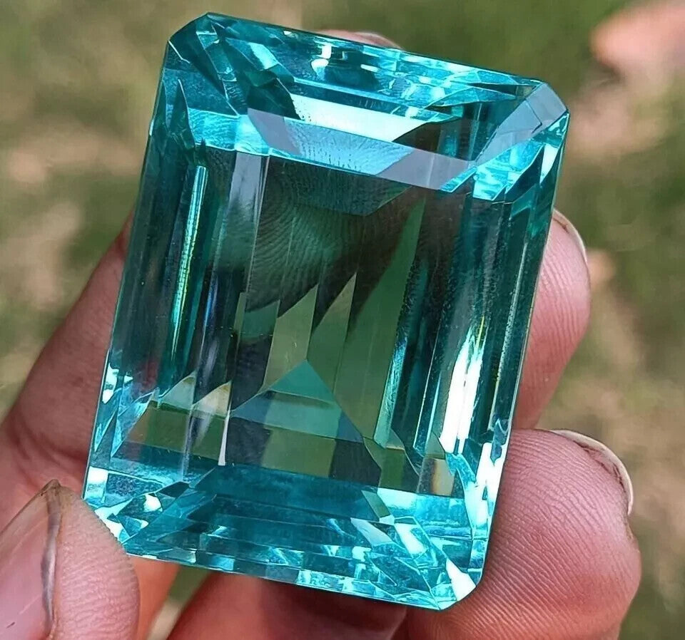 EGL Certified 106.55 Ct LAB-Created  Blue Topaz Emerald Cut AAA+ Loose Gemstone