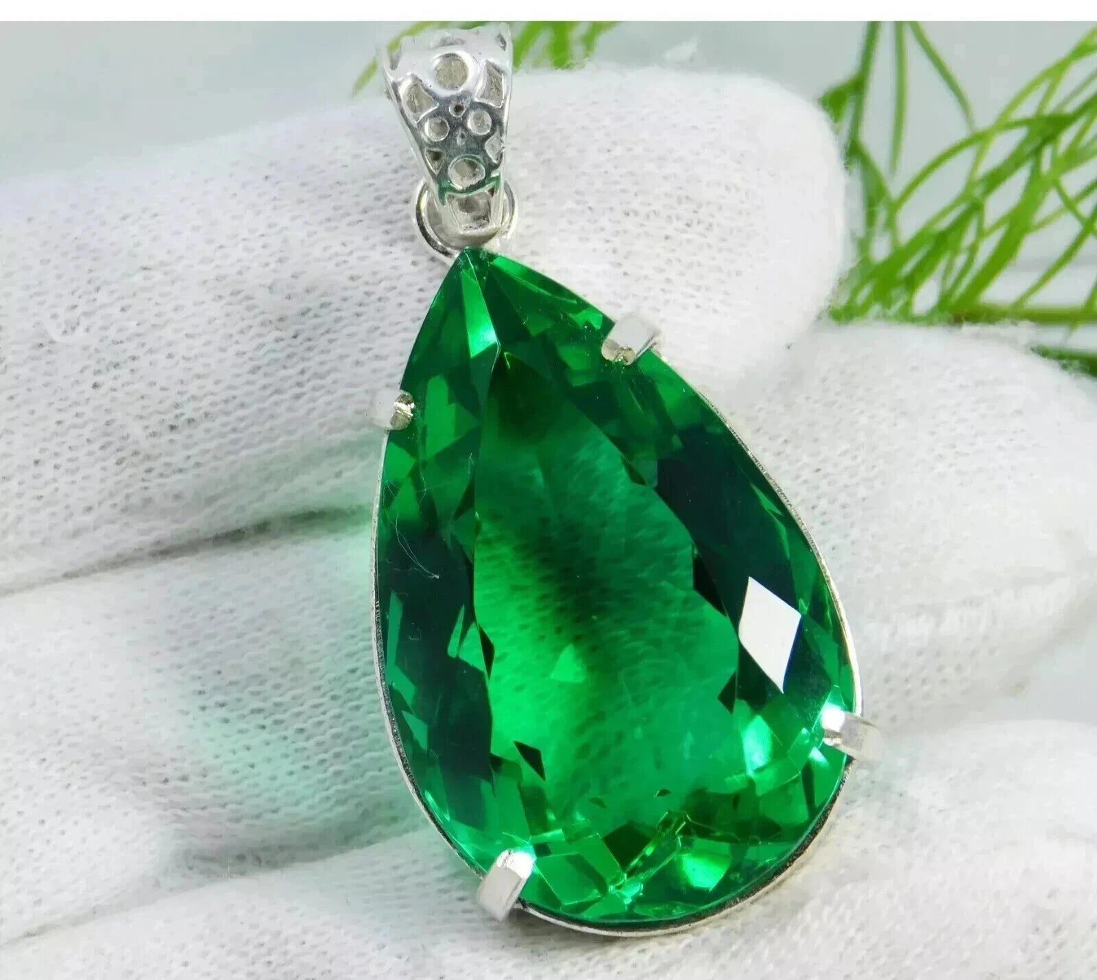 AA+ Natural Certified Green Topaz Pendant 95.92 Ct+ Nice Pear Cut Gemstone