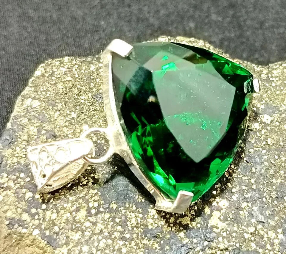 Green Trillion Topaz Pendant EGL Certified Natural 62.85 Ct Gift For Loved Ones.