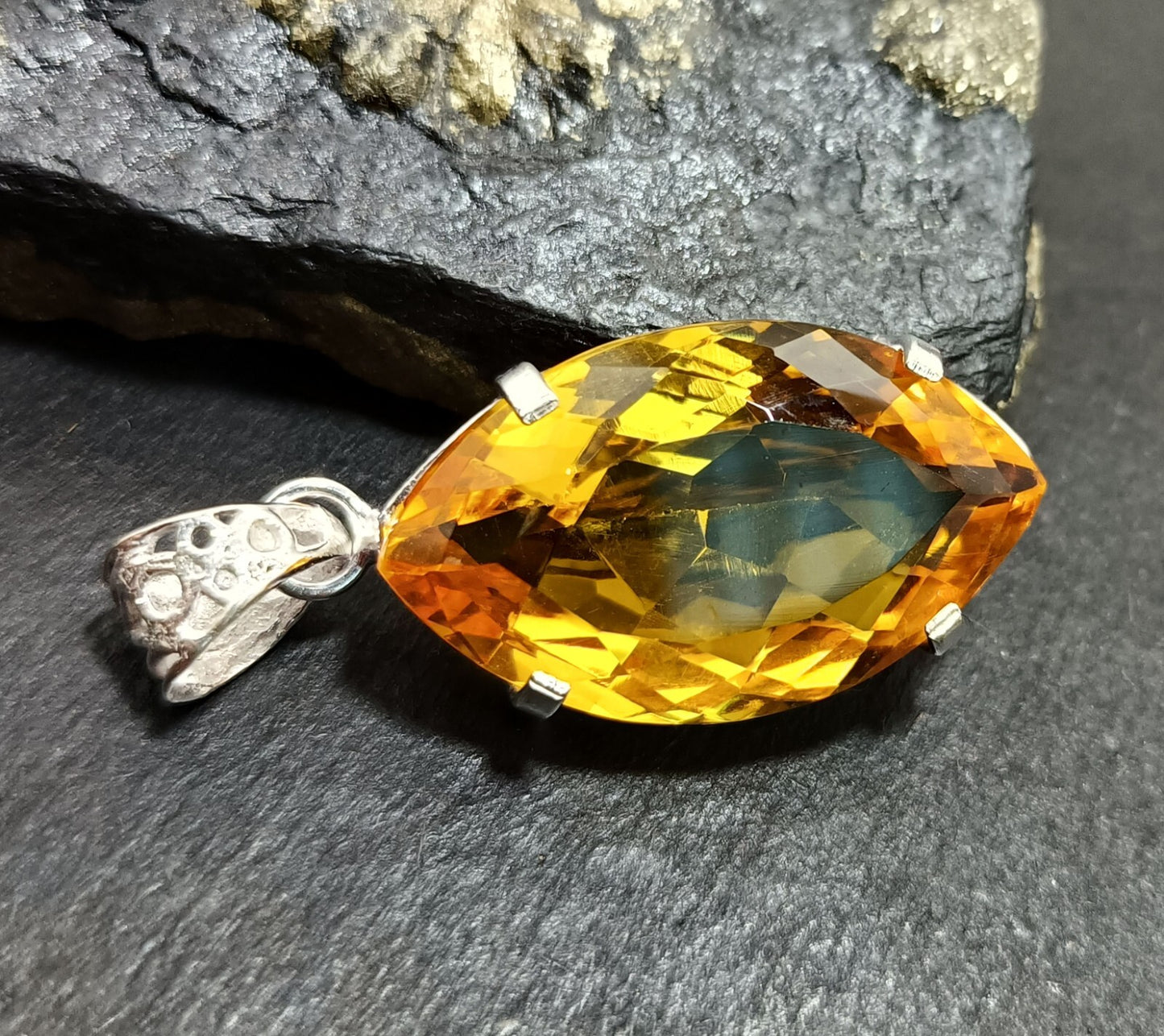 Yellow Marquise Topaz Pendant Certified Natural 53.60 Ct Gift For Loved Ones.