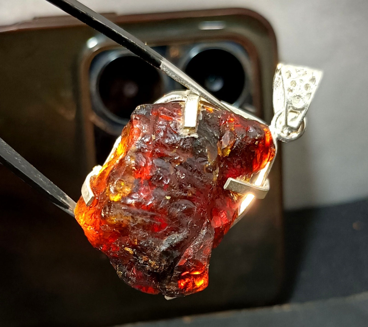 Natural Handmade 49.70 Ct Amber Rough Sterling Solid Silver Pendant Gemstone
