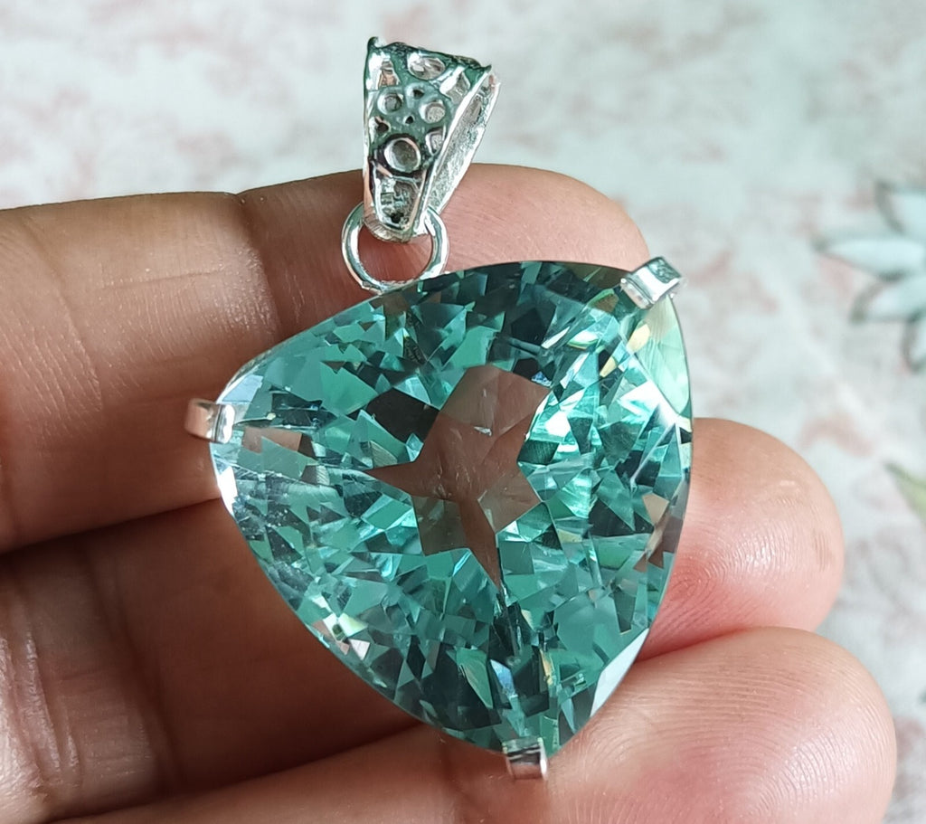 67.90Ct Certified Natural Topaz 925 Solid Silver Trillion Pendant Loose Gemstone