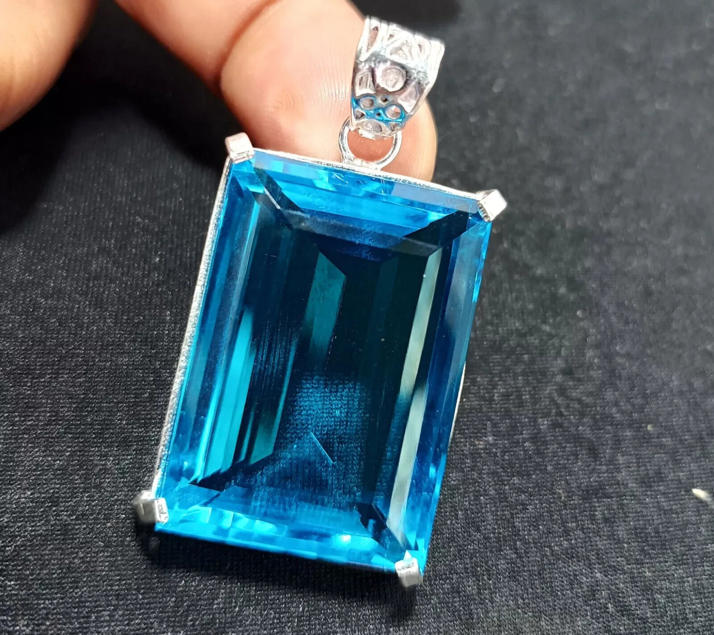 108.50 Ct EGL Certified Natural Topaz 925 Solid Silver Pendant Loose Gemstone