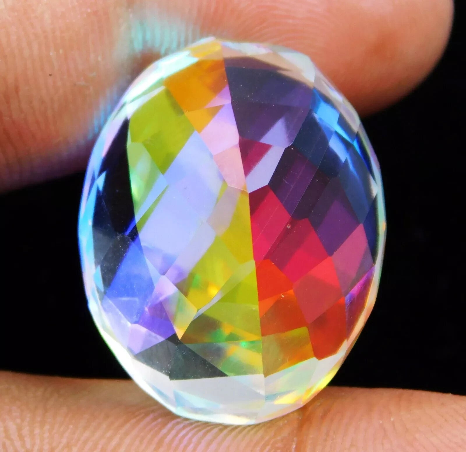 53.20 Ct Loose Gemstone Natural Rainbow Mystic Topaz Certified Oval Cut