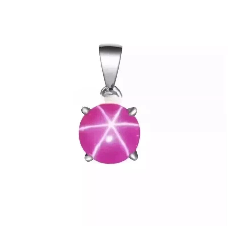 Certified Natural Pink Star Ruby Pendant 925 Solid Silver 20.60 Ct+ Round Gems