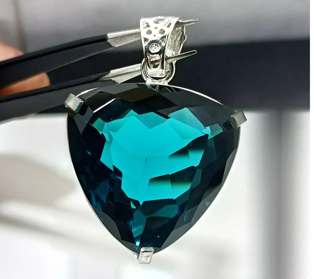London Blue Topaz Pendant 925 Sterling Silver Pendant Gemstone Jewelry 81.50 Ct
