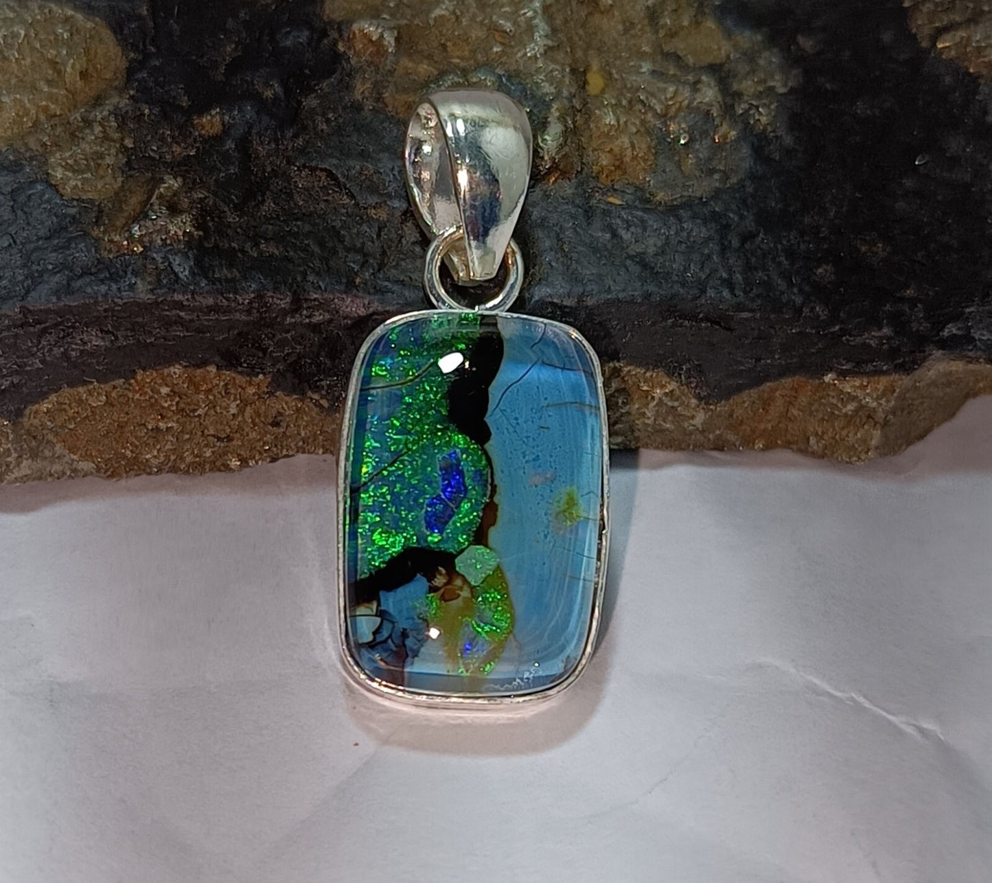 Sterling Silver Cushion Pendant 21.35 Ct Natural Monarch Fire Opal Certified Gem