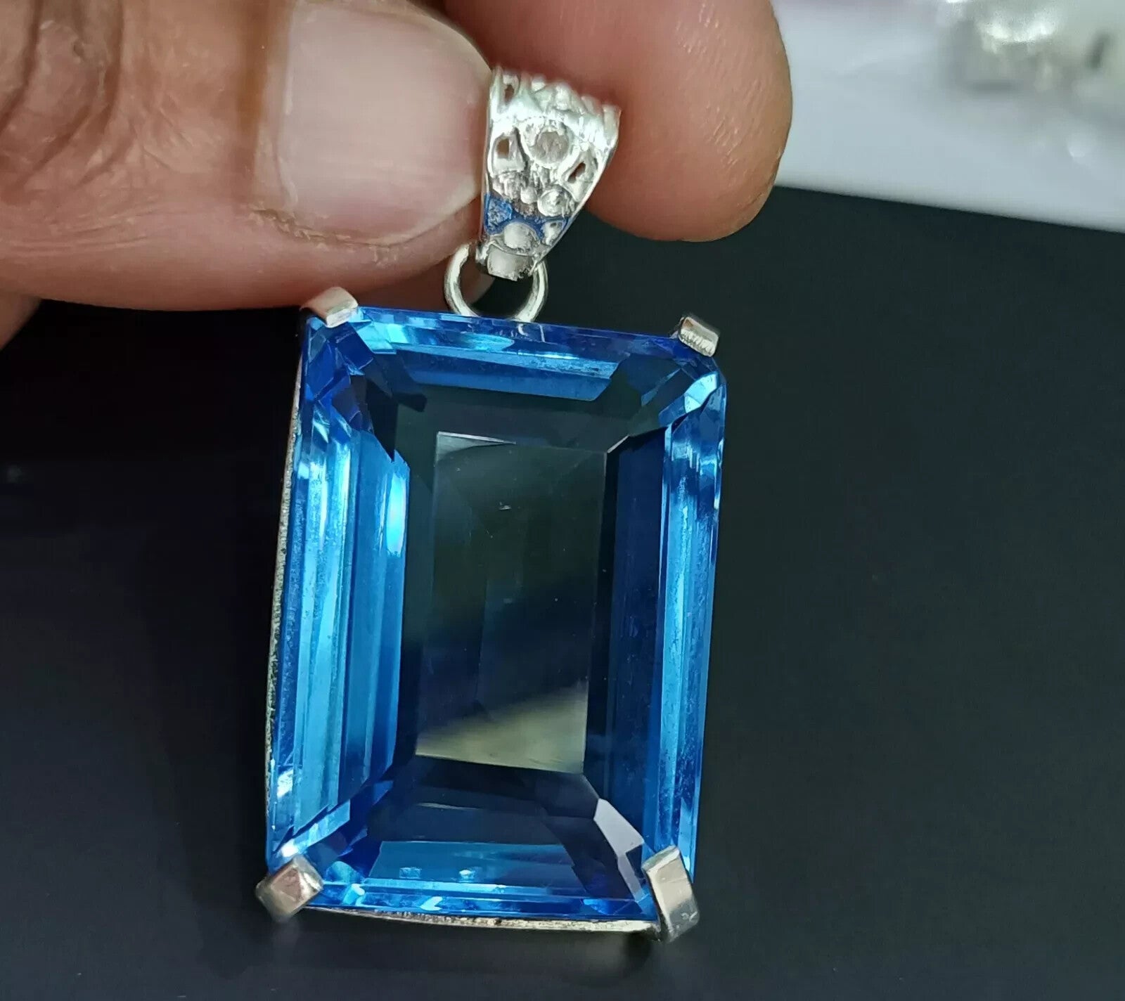 89.05 Ct Certified Natural Topaz 925 Solid Silver Emerald Pendant Loose Gemstone