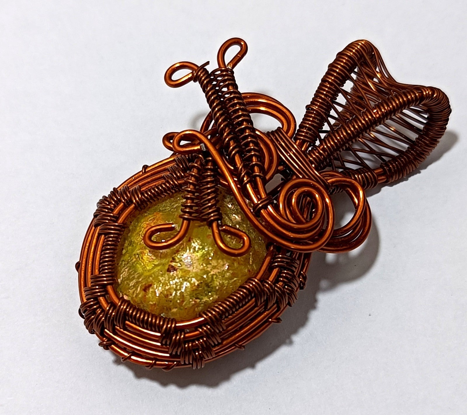63.00 Ct Copper Rambo Agate Gems Copper Wire wrapped Handmade Jewelry Pendant