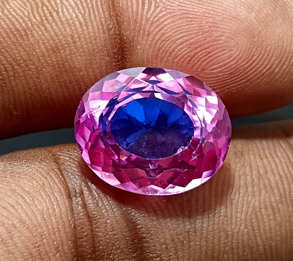 17.5 Ct A++ NATURAL Ceylon PITAMBARI Sapphire Bi-Color Certified Oval GEMSTONE