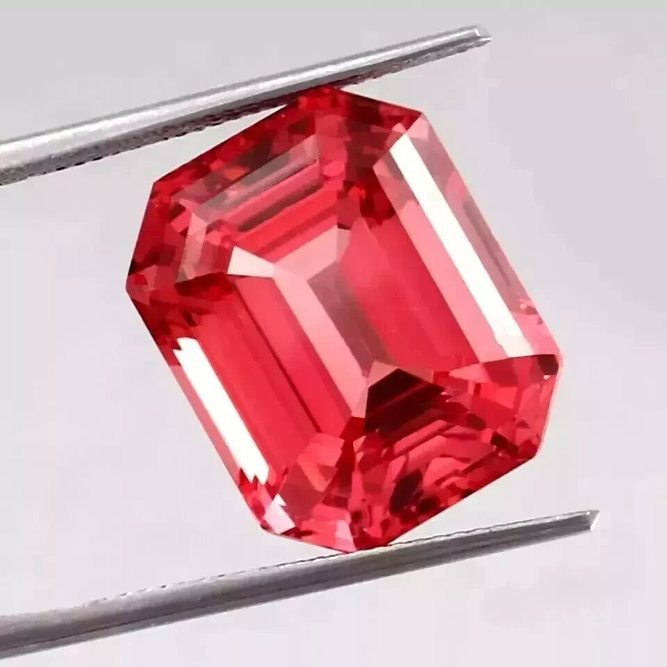 Natural Flawless Ceylon Padparadscha Sapphire Emerald Cut Loose Gemstone 10 Ct
