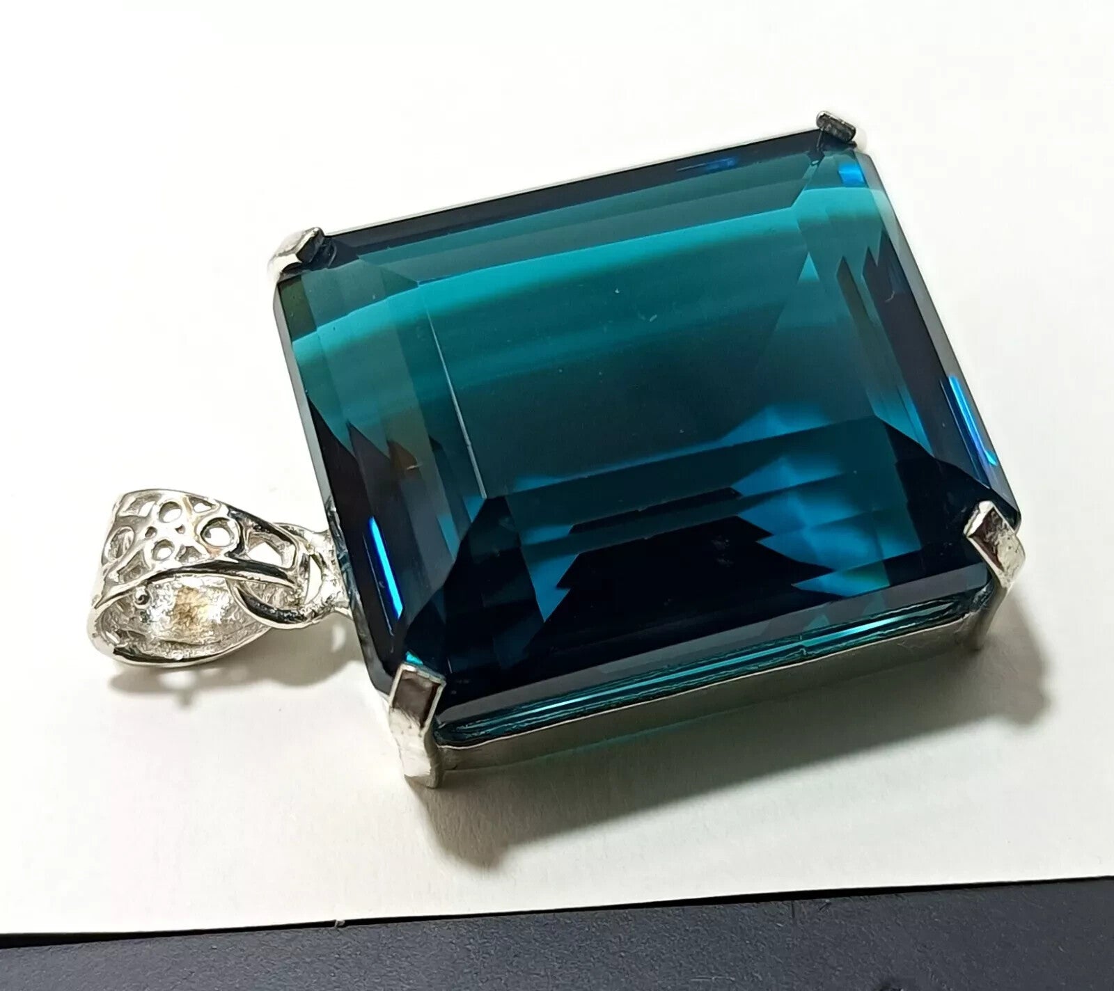 London Blue Topaz Pendant 925 Sterling Silver Pendant Gemstone Jewelry 138.20 Ct