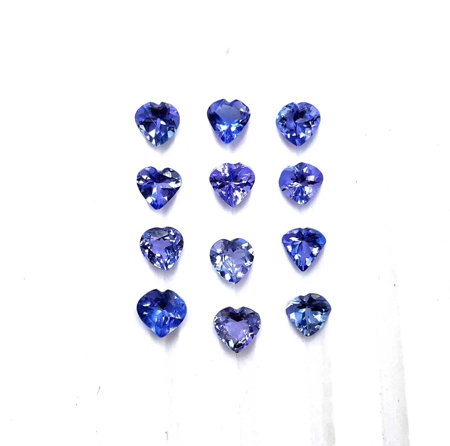 15 Pcs Natural D Block Blue Tanzanite 5 mm Heart CERTIFIED Loose Gemstone