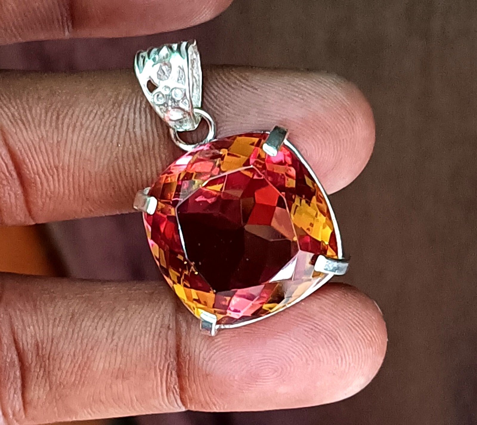 60.55 Ct Natural Zultanite 7 Color Pendant 925 Silver Loose Certified Gemstone