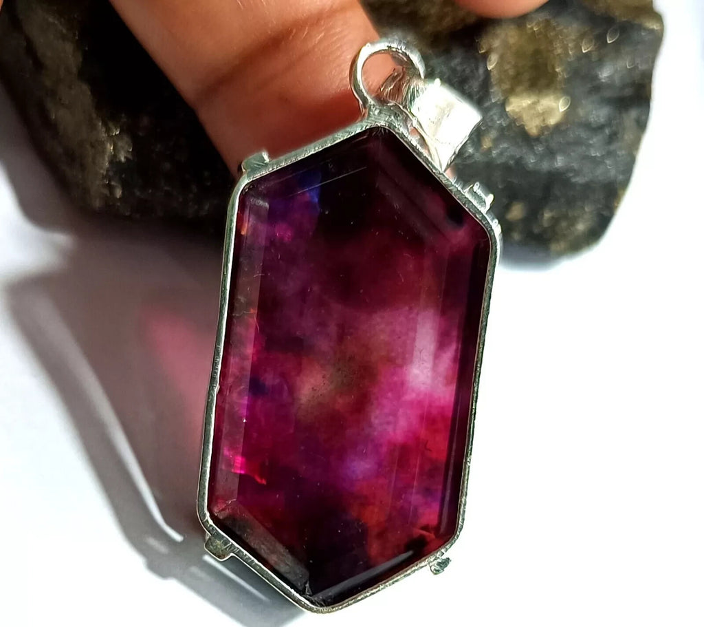 63.10 Ct Natural Ammolite 925 Solid Silver PENDANT MultiColor Certified Gemstone