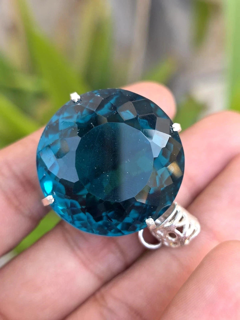 81.50 Ct London Blue Topaz Pendant Sterling Silver Pendant Gemstone Jewelry