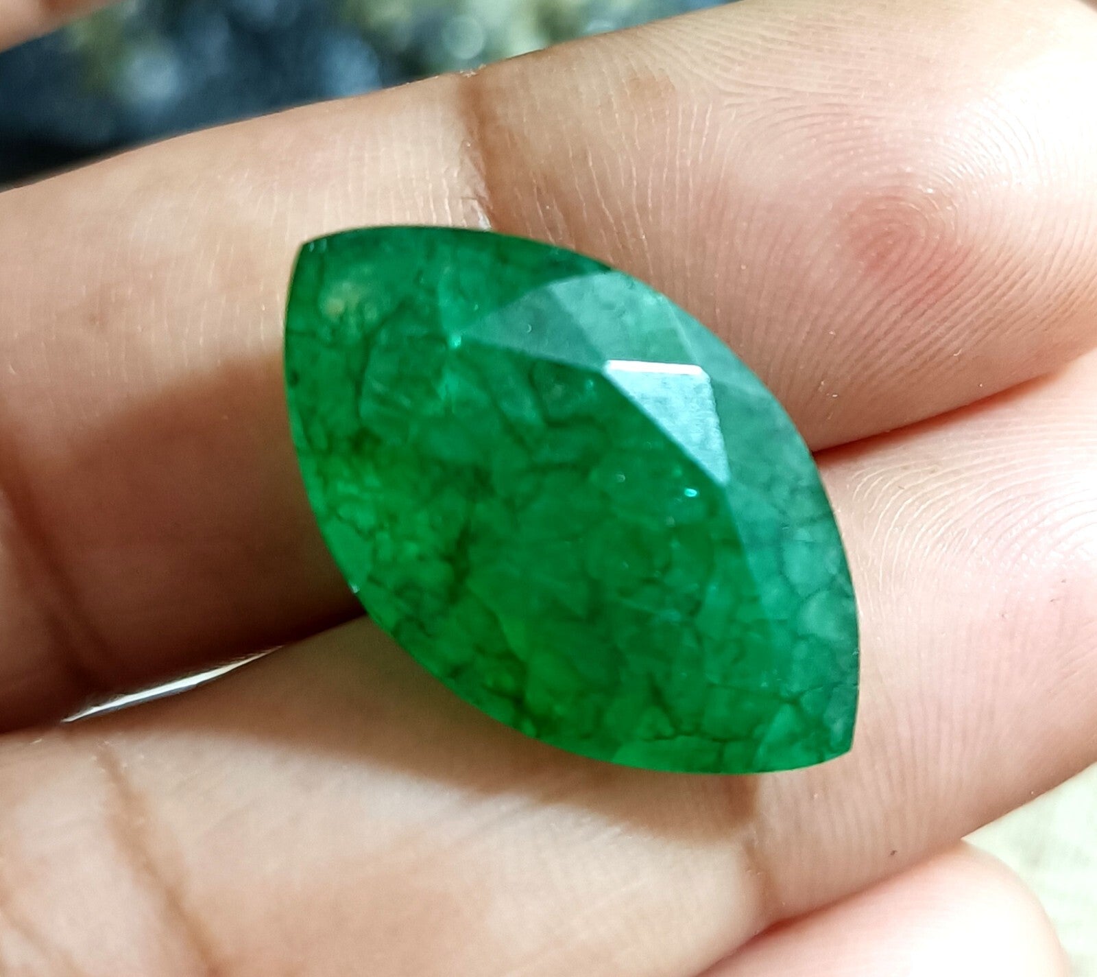 Flawless Natural 13.40 Ct Green Emerald Certified Marquise Facet Loose Gemstone