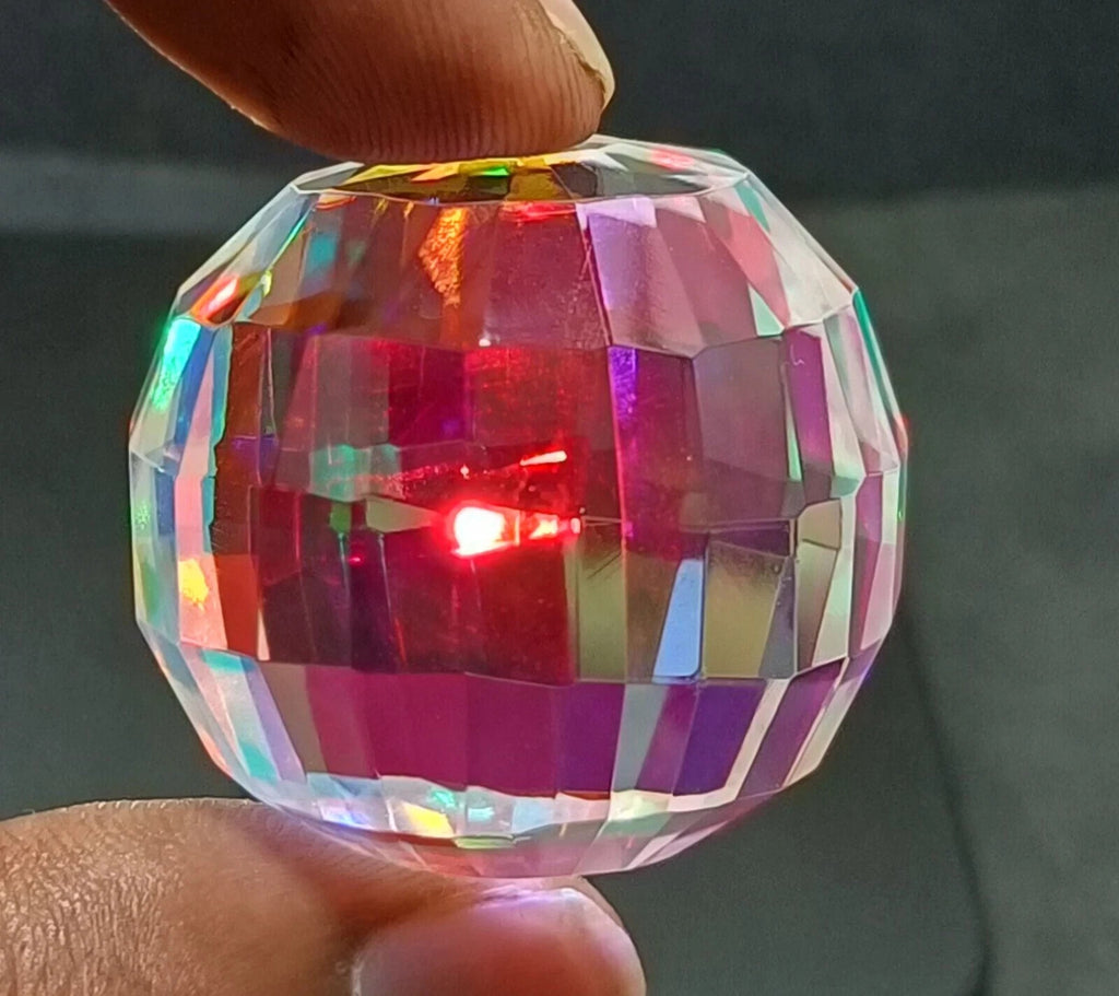 246.40 Ct+ Top Natural Rainbow Mystic Topaz Ball Shape Brilliant Loose Gemstone