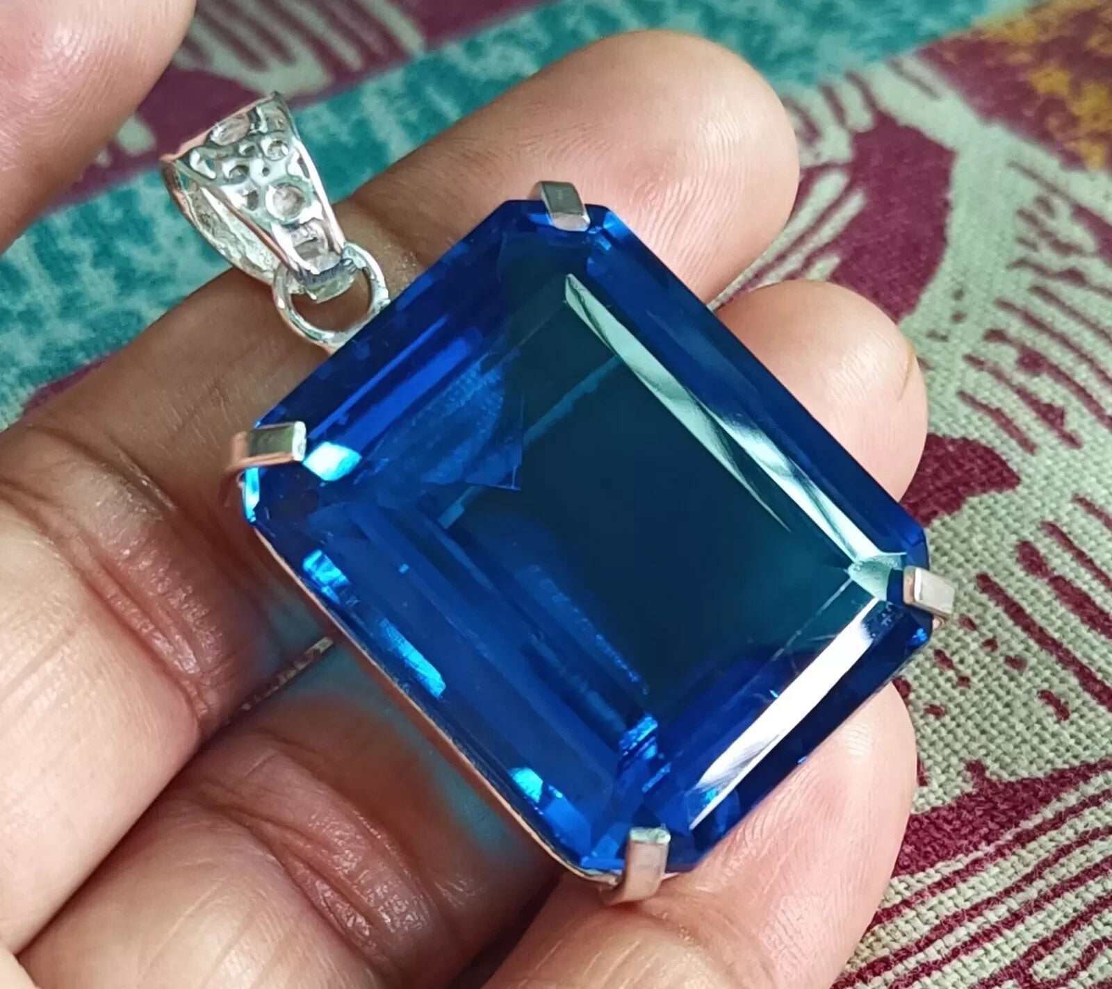 103.10Ct Certified Natural Topaz 925 Solid Silver Emerald Pendant Loose Gemstone