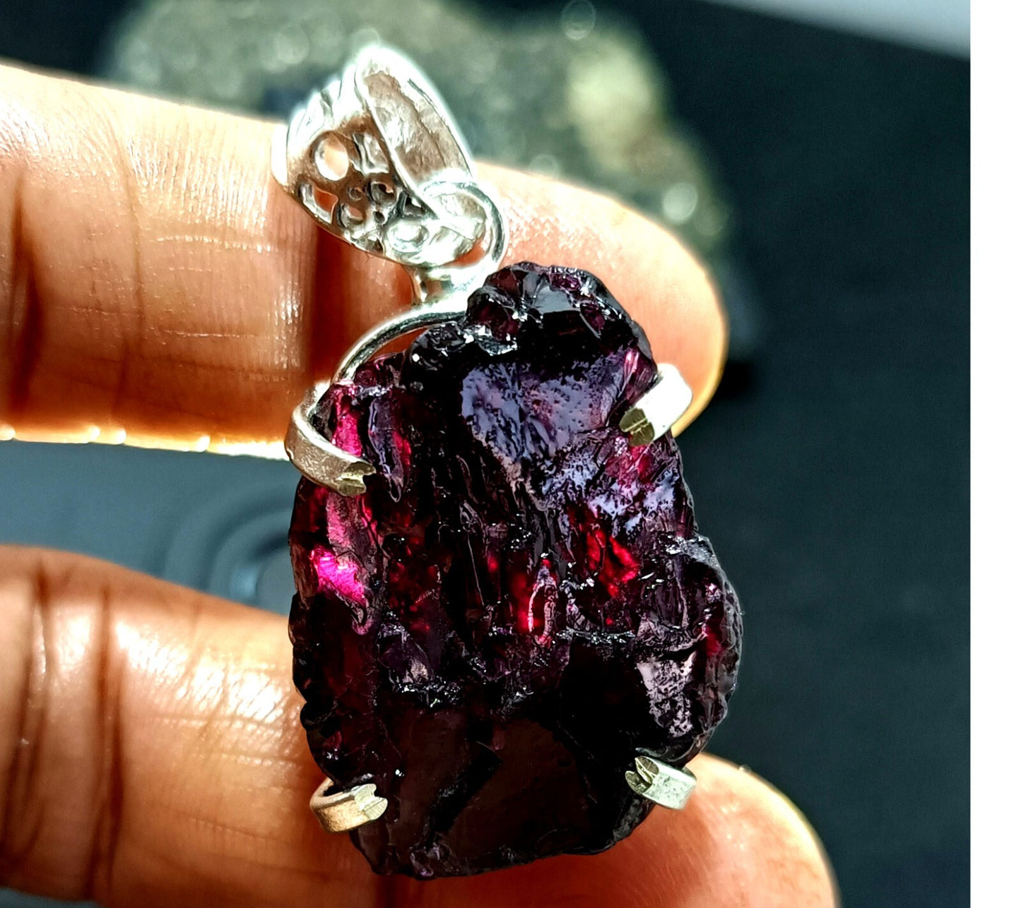 Rough Cut 77.05Ct Painite Gemstone 925 Sterling Silver Pendant,Gift For Her Love