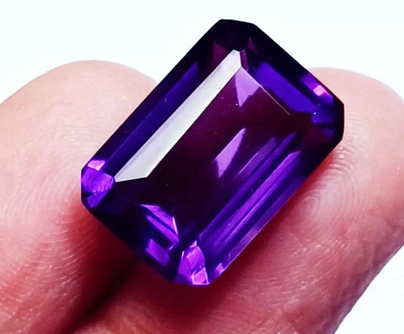 Emerald Cut Natural Violet Amethyst 10.30 Ct GIE Certified Loose Gemstone