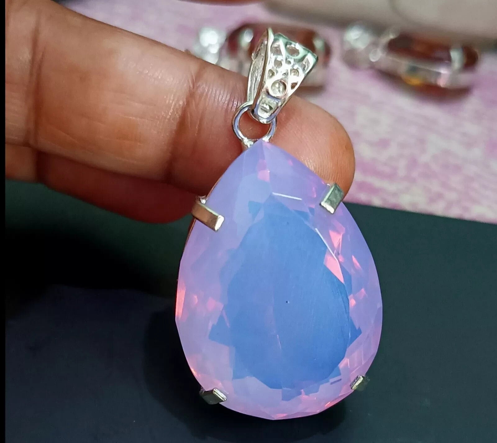 EGL Certified 113.10 Ct Natural Opal 925 Solid Silver PearPendant Loose Gemstone