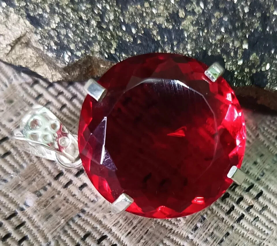 Certified Natural 84 Ct Brazilian Red Round Cut Topaz Pendant Loose Gemstone