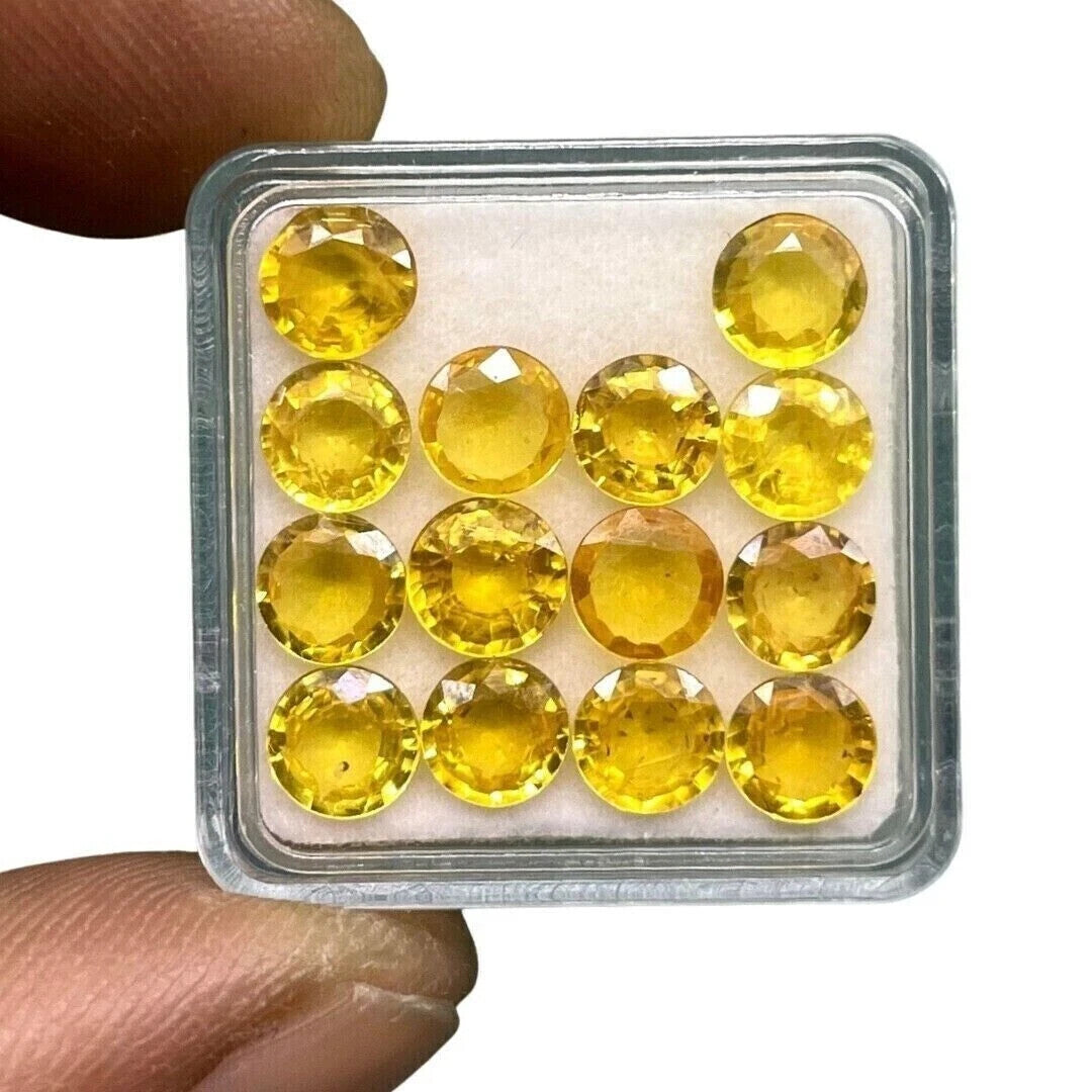 Natural Yellow Color Sapphire 6 mm Round Cut Lot 20 Pcs Certified Loose Gemstone