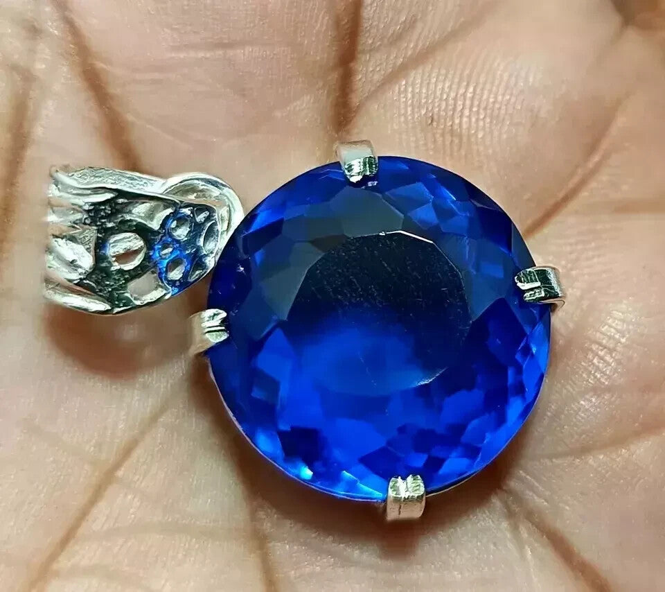Natural Royal Blue Sapphire 30.35 Ct 925 Solid Silver Beautiful Pendant Gemstone