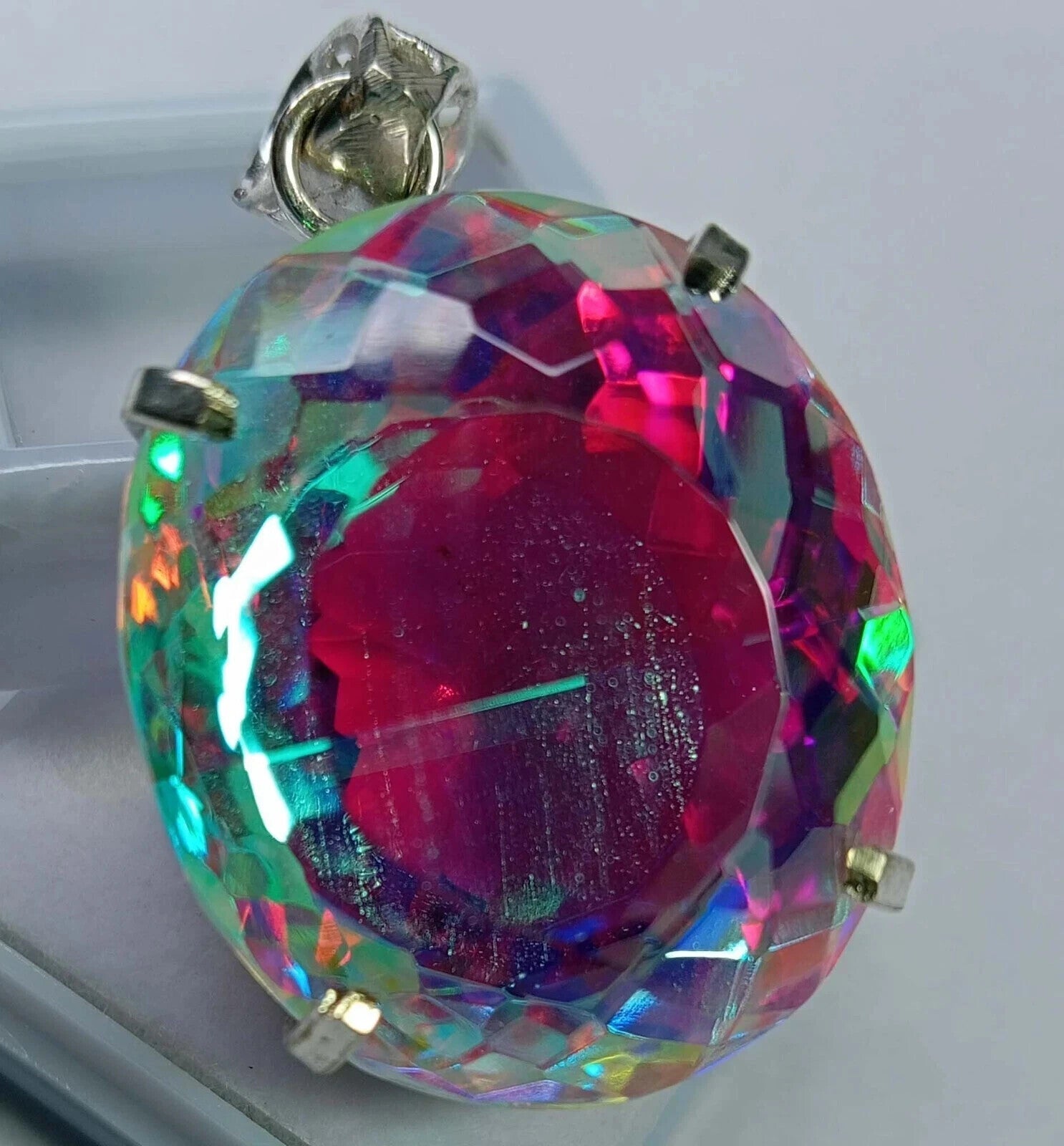 65.80 Ct EGL Certified Natural Mystic 925 Solid Silver Pendant Loose Gemstone