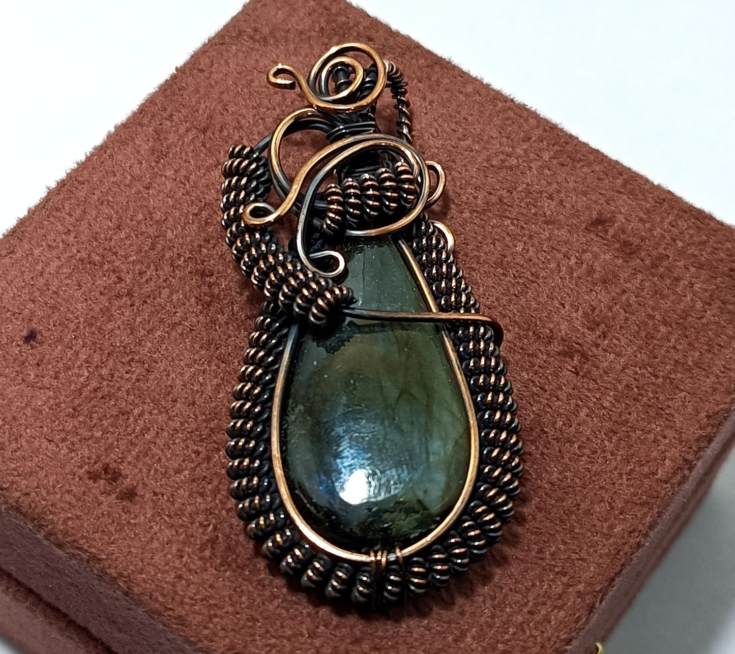 106.15 Ct Labradorite Wire Wrapped Handmade Copper Jewelry Pendant