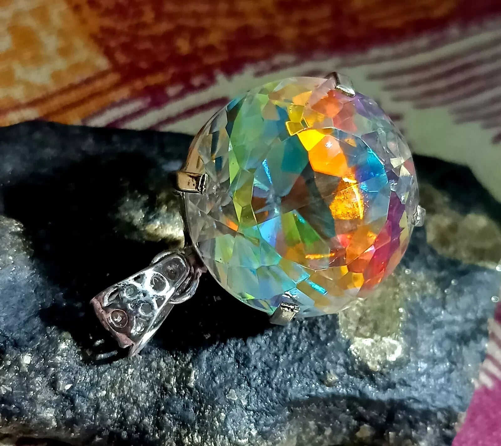 85.20 Ct EGL Certified Natural Mystic 925 Solid Silver Pendant Loose Gemstone