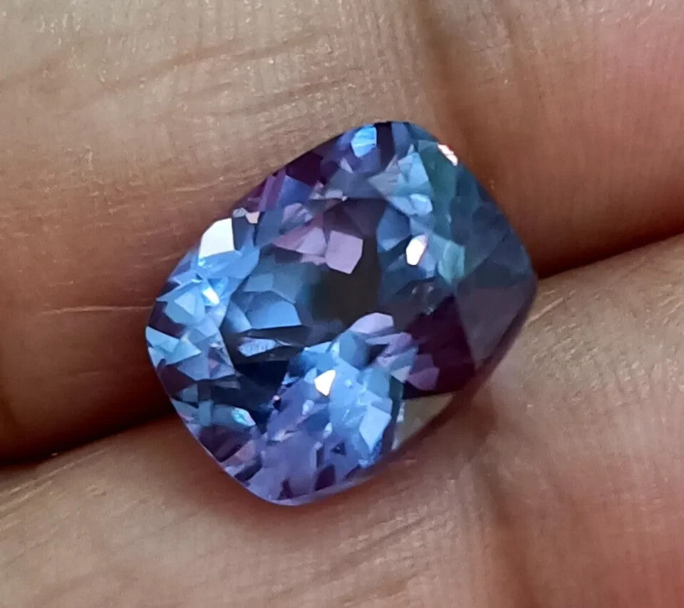NATURAL Loose Ceylon Bi-Color Change Sapphire Cushion Cut GEMSTONE 6.80 Ct