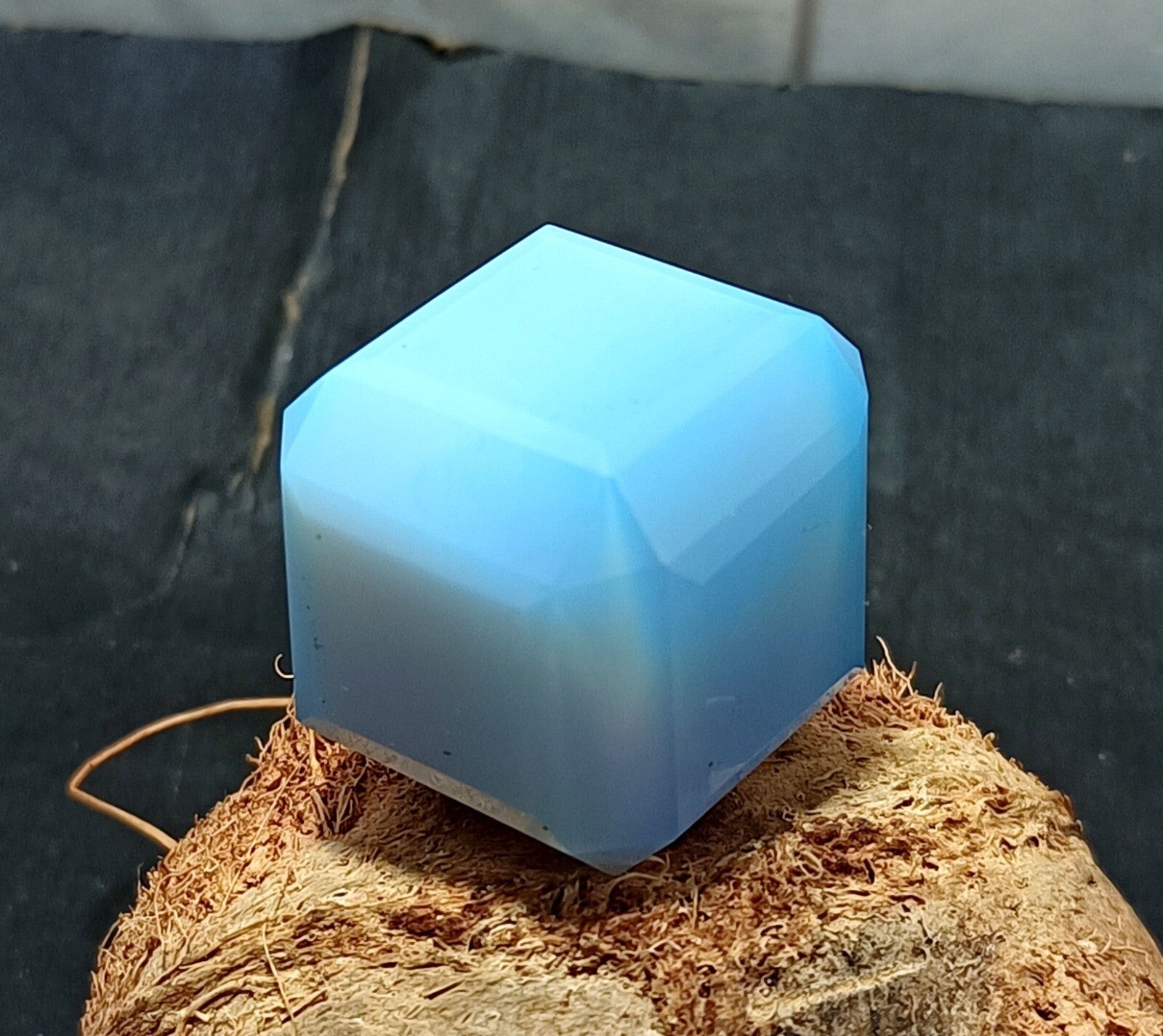 137.95 Ct Natural Blue Fire Opal Cube Cut Welo Australian EGL Certified Gemstone