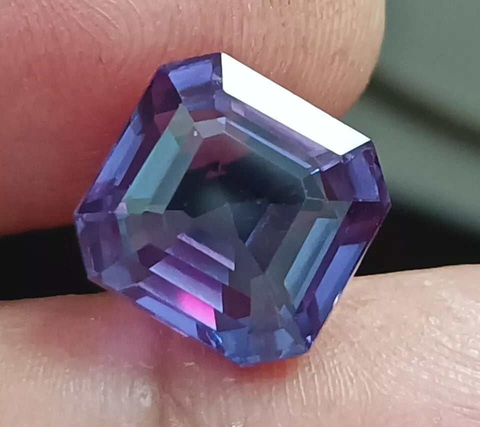 A+ Asscher Cut NATURAL Ceylon Bi-Color Change Sapphire Loose GEMSTONE 7.5 Ct