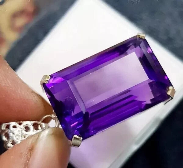 40 Ct Natural Purple Emerald Amethyst In Solid Silver Solitaire Pendant Gemstone