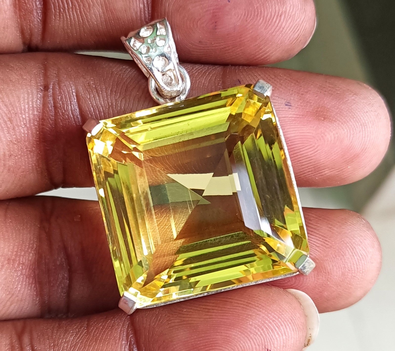 94.95 Ct Certified Flewless Topaz 925 Solid Silver Asscher Pendant LooseGemstone