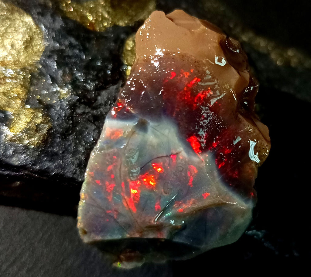A++Play of Color 61.25 Ct Natural Ethiopian Black Opal Welo Rough LOOSE GEMSTONE