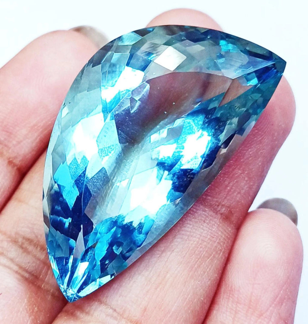 A++ Quality Aqua Topaz Fancy cut  72.10 Ct Certified Loose Gemstone