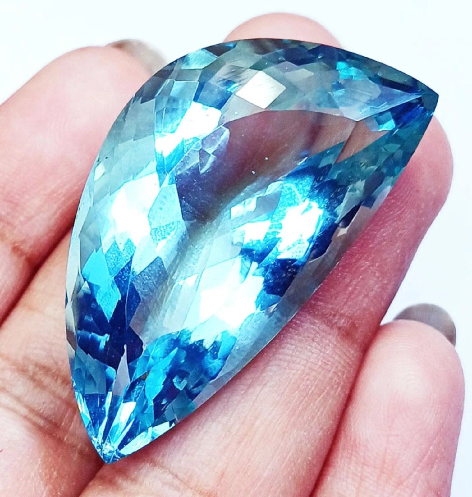 A++ Quality Aqua Topaz Fancy cut  72.10 Ct Certified Loose Gemstone