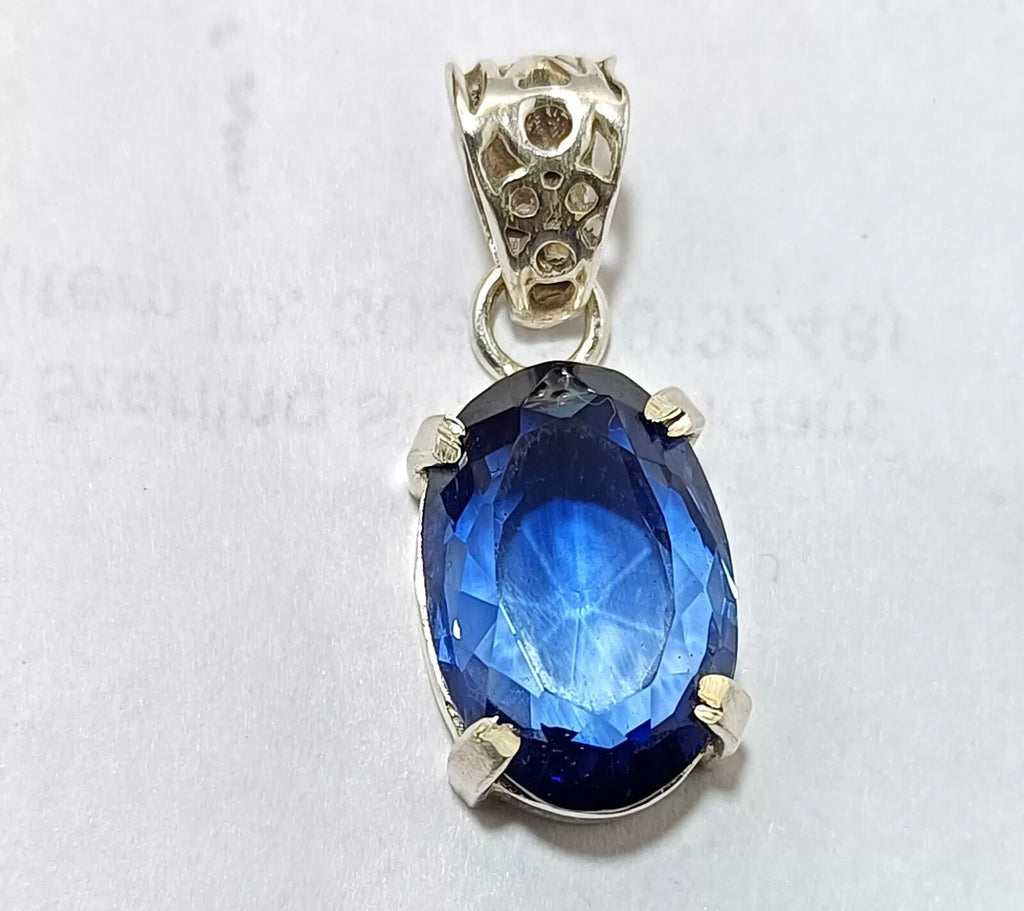Certified 28.45 Ct Natural Blue Sapphire Oval Cut 925 Silver Pendant Gemstone