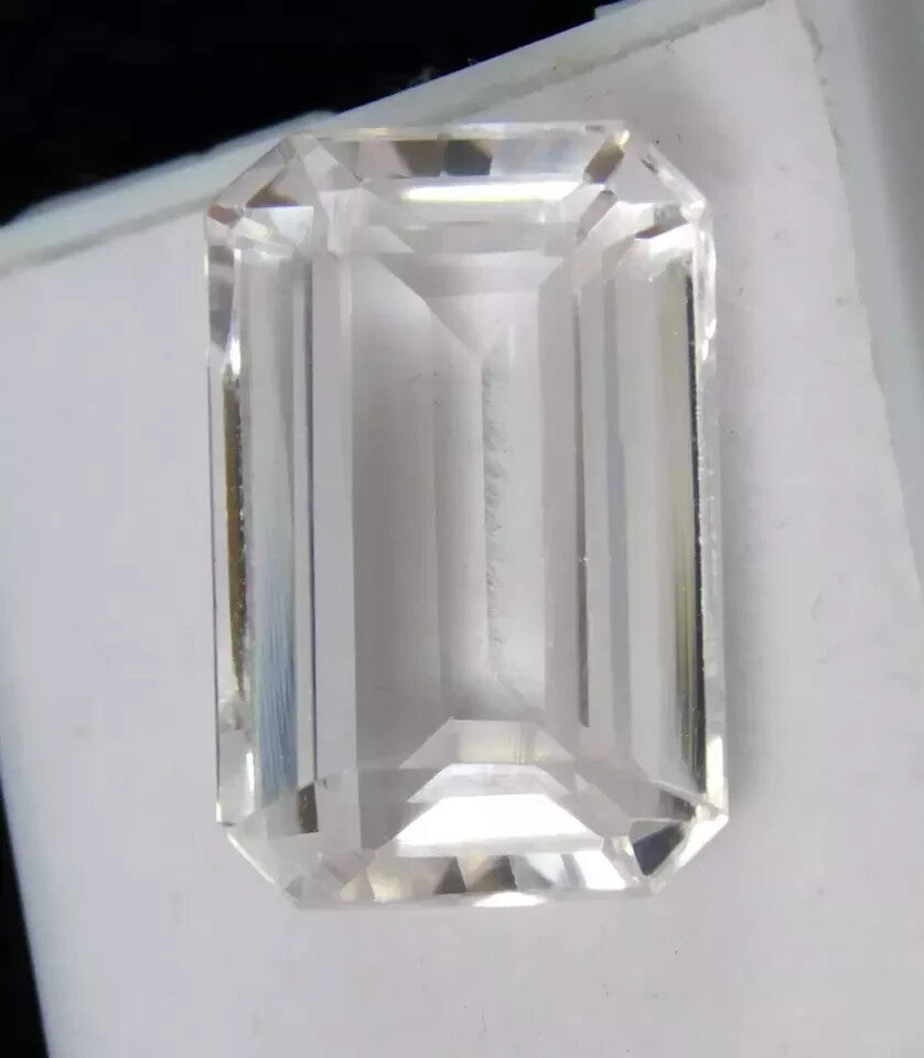 Certified 15.90 Ct Natural Ceylon White Sapphire Emerald Cut Loose Gemstone