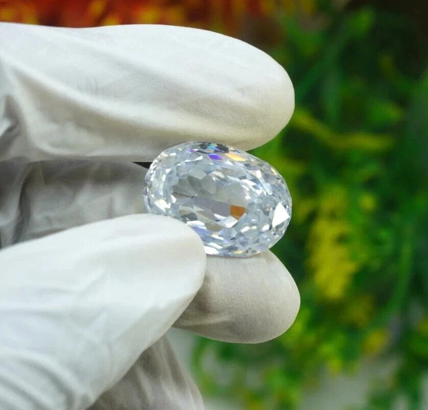 Certified 50 Ct NATURAL White Zircon Cambodian Facet Oval Cut Loose A+ GEMSTONE