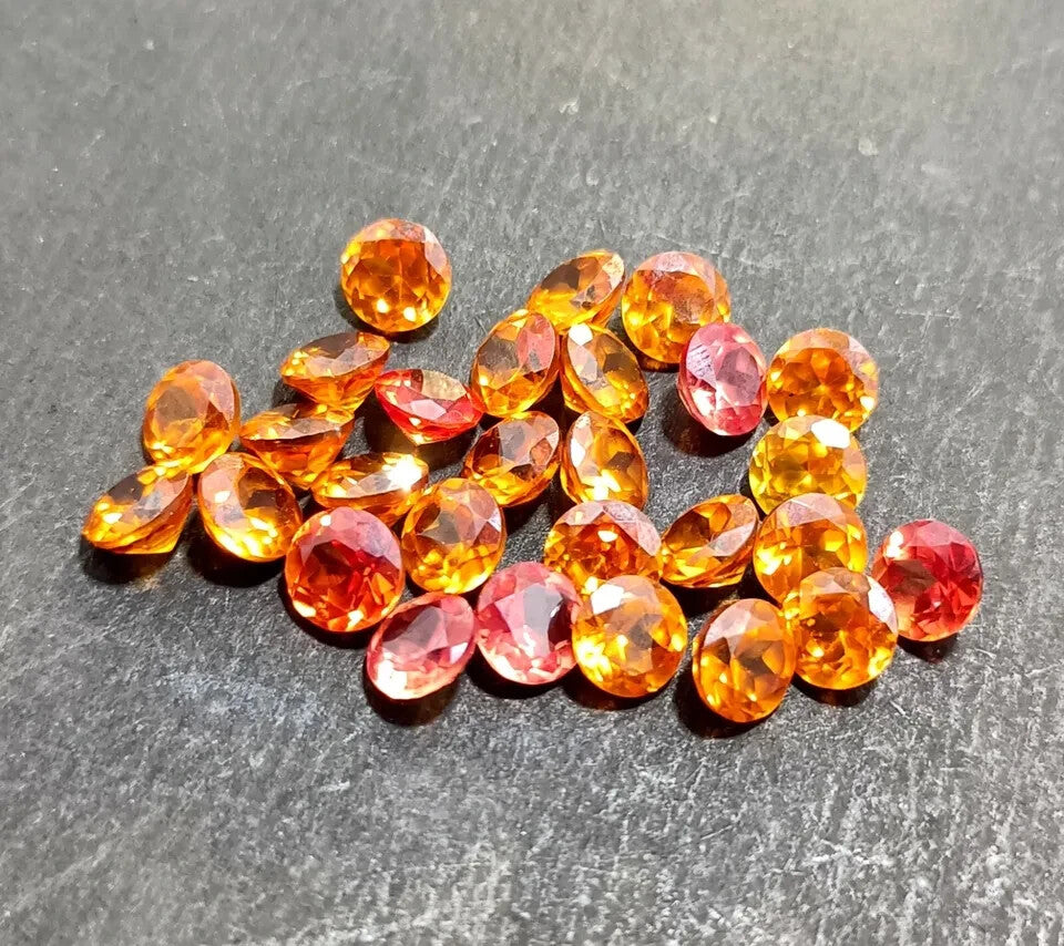 100 PC 5 MM Natural Orange Ceylon Sapphire Loose Gemstones Certified Round Lot
