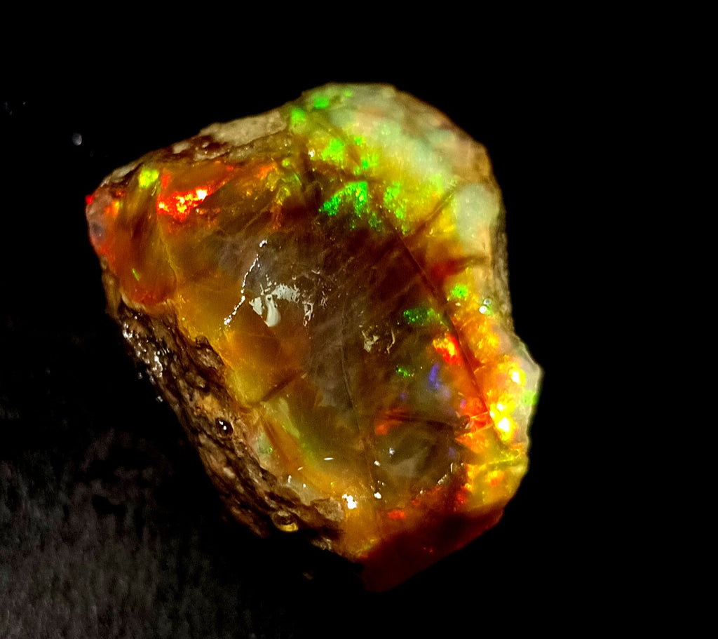 A++Play of Color 89.60 Ct Natural Ethiopian Black Opal Welo Rough LOOSE GEMSTONE