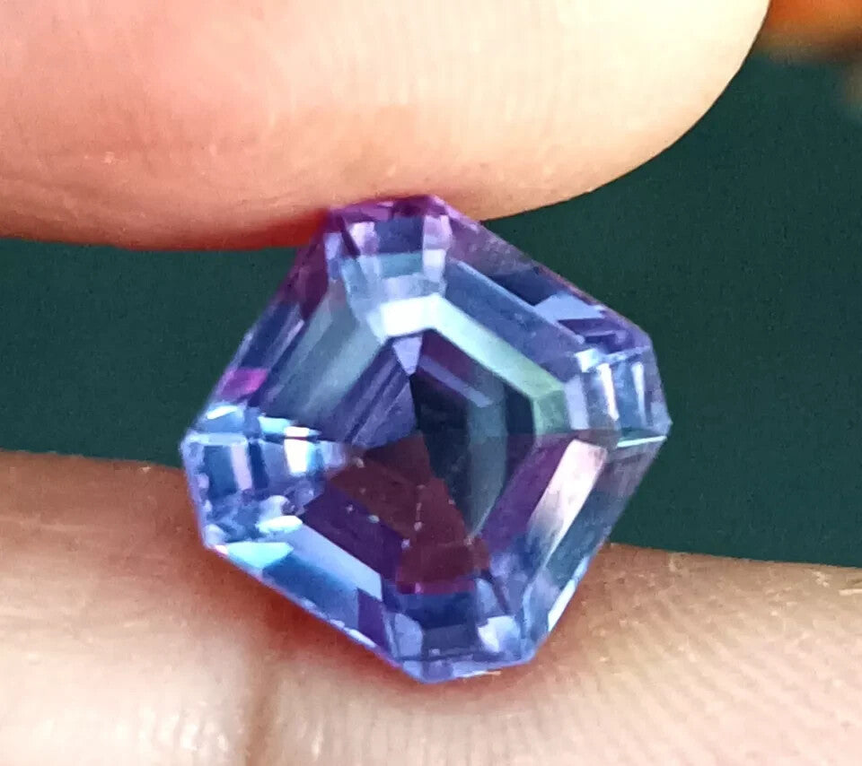 A+ Asscher Cut NATURAL Ceylon Bi-Color Change Sapphire Loose GEMSTONE 7.5 Ct