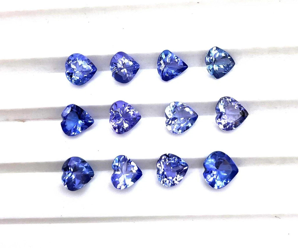 15 Pcs Natural D Block Blue Tanzanite 5 mm Heart CERTIFIED Loose Gemstone